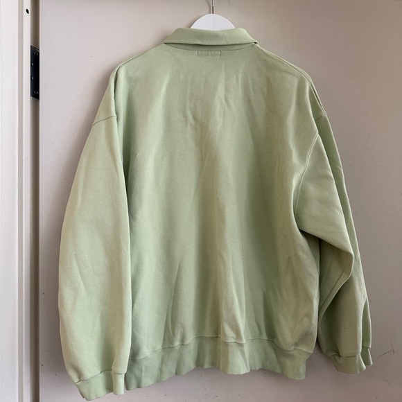 Oak + Fort Collared Sweatshirt in Pale Green - Picture 6 of 9